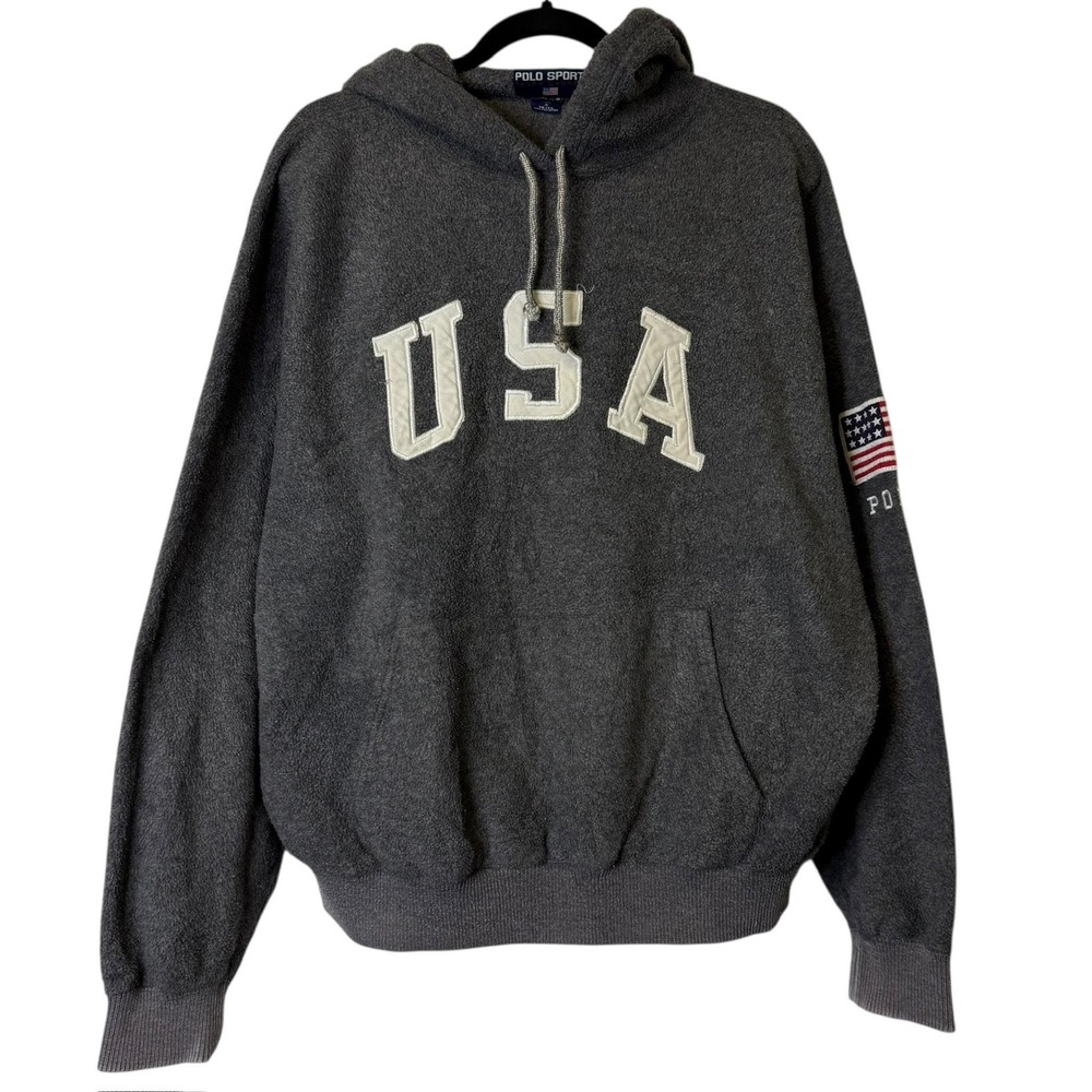 Ralph Lauren Polo Sport Hooded Gray Fleece Sweatshirt Men's M B1940